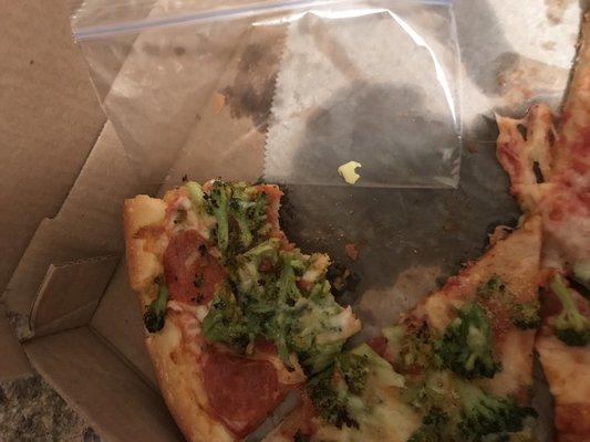 Plastic that was inside my pizza. Is in baggie.