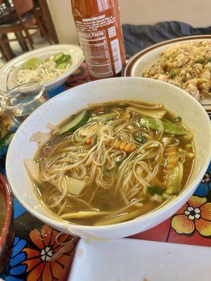 Chicken pho with vegetables