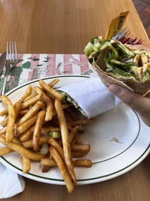 Grilled Chicken Cesar wrap With fries