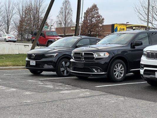 Rental cars missing front license plates that are required by law in Missouri. The vehicle reeked of marijuana.