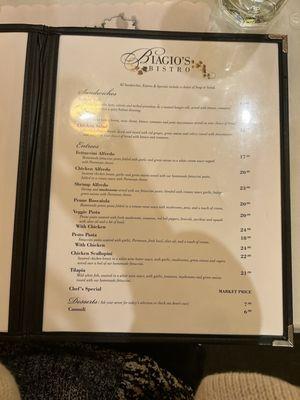 Entree Menu