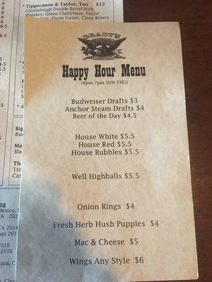 Grady's Happy Hour menu! Great deals in a great atmosphere!