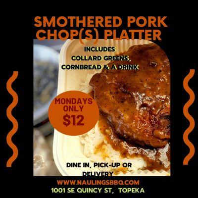 Mondays Smothered Pork Chop Platter