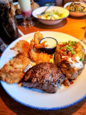 Steak and coconut shrimp