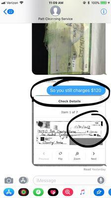 Cheated step 3/3: Despite apologized for over-charging, they still took all money from the check.