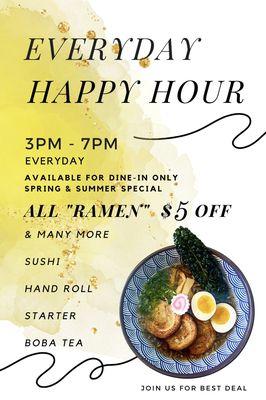 Spring &Summer best happy hour deal at Burosu Ramen