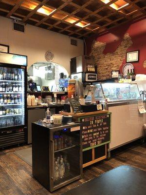 Front counter, gelato display and kitchen