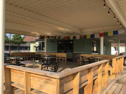 Outdoor seating on our covered deck.