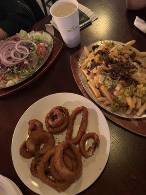 Side Salad, Onion Rings, Jim Dandy Fries