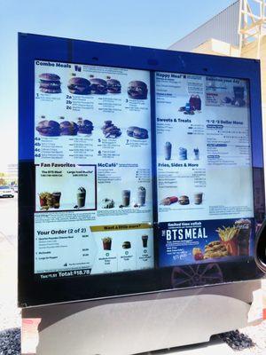 Drive-thru menu board