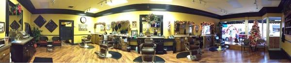 The Wheaton Barber Shop decorated for Christmas!