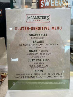 Gluten-sensitive menu options