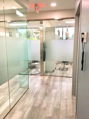 Glass walls that still provide patients with privacy during their appointments