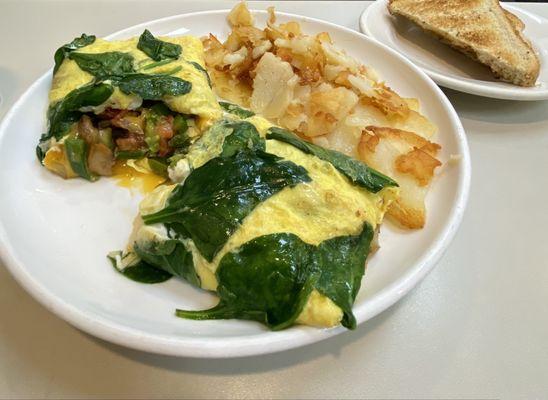 Veggie Omelette packed with veggies and cheddar cheese. Yum!!