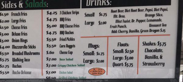 Partial menu. The prices are great.