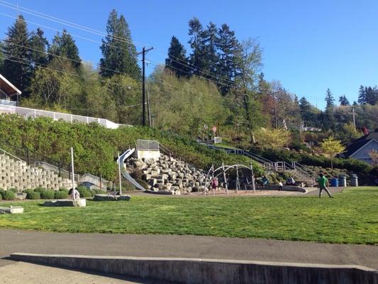 Awesome slide! The kids climb rocks to get to top