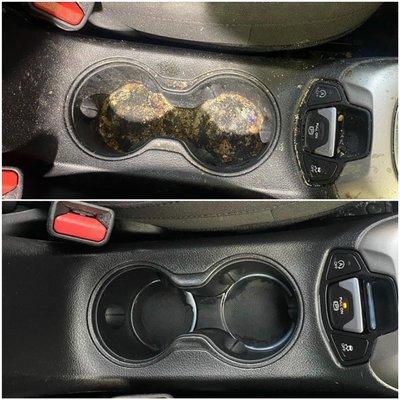 Dirty cup holders Steam cleaned