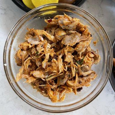 Shredded chicken with peanut sauce