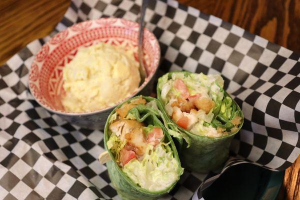 Chicken Wrap with a side of Jeremy's Potato Salad