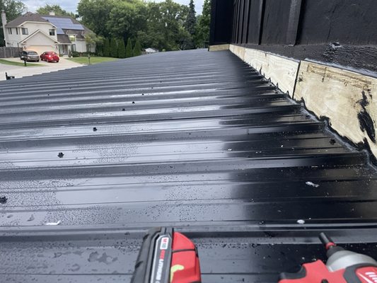 roof and sealed spots with new boards installed