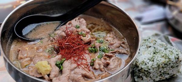 Wagu beef with green tea noodles