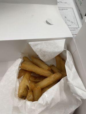 Freezer fries, cooked extra well done (didn't ask for that)