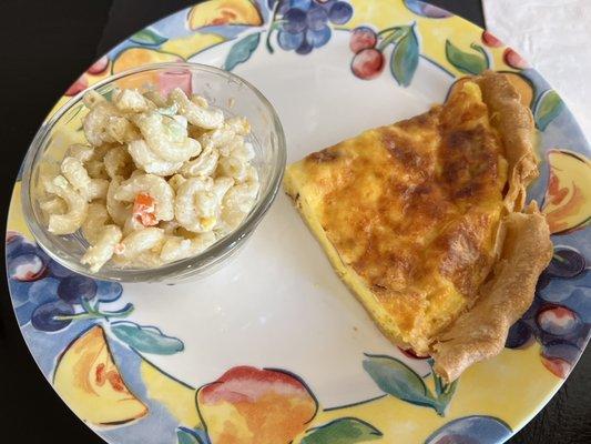 Quiche and mac salad