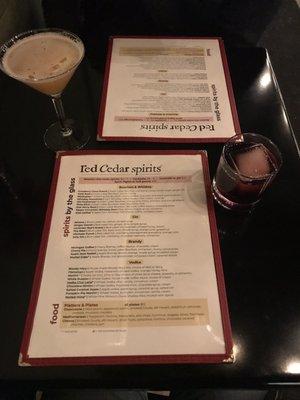 Menu - Gold Rush (top left); Oak Berry Buzz (Mid-Right)