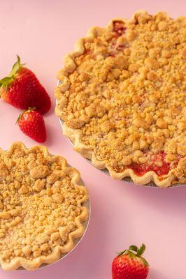 Strawberry rhubarb crumb pie - 6" offered daily in the shop or preorder a 10" at beanandpie.com