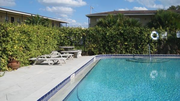 Swim in our sparkling blue pool surrounded by fragrant jasmine.