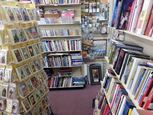 Books, multimedia, prayer cards.