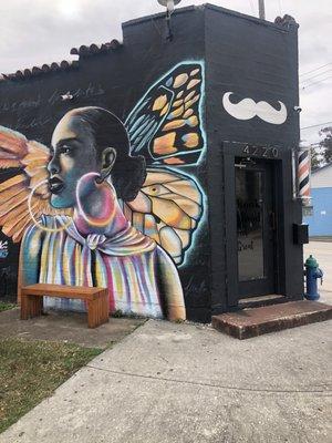 Entrance to the barber shop