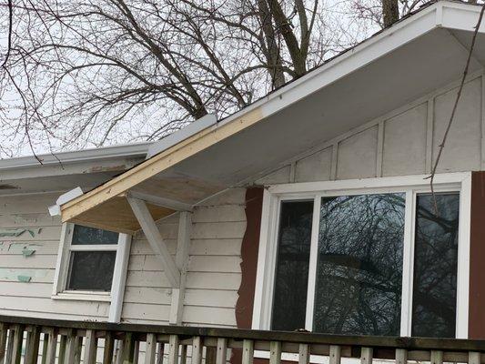 Soffit, fascia and new gutter and downspout.