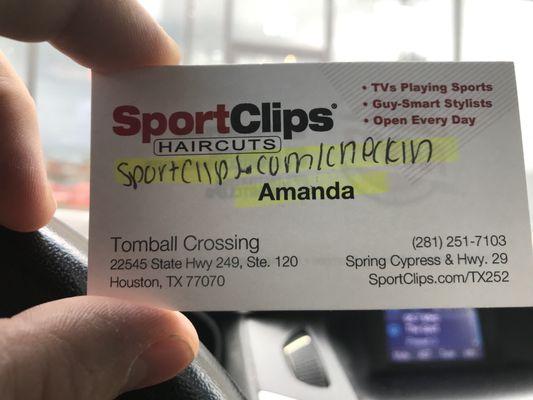 Ask for Amanda - she's fantastic!