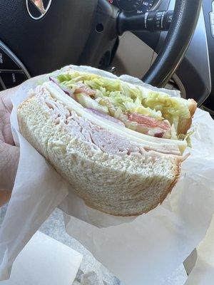 Turkey sandwich for lunch. Yum. Friendly and polite customer service.