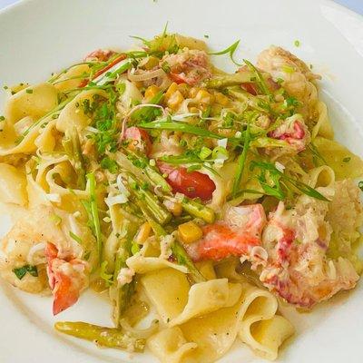 Lobster pappardelle with ginger and scallion.  Very good!