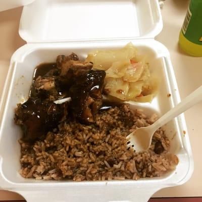 I had the jerk chicken and rice with cabbage! Too Amazing!