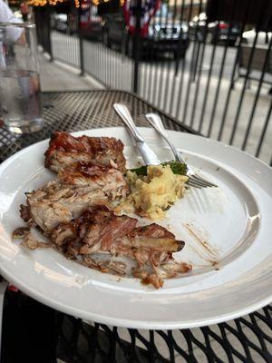 Ribs, broccolini and potatoes