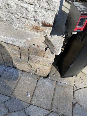 Smashed my stone gate post with their trailer and Damaged the gate this morning, left part of their broken trailer in my driveway.