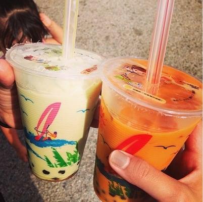 Green tea & Thai tea boba!