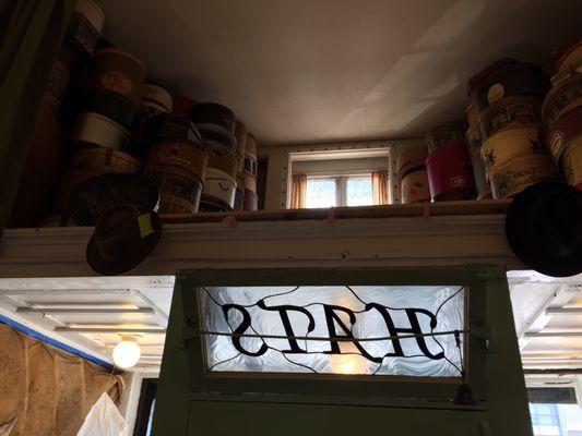 cool vintage hat boxes overhead