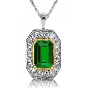 18K Emerald & Diamond Pendant