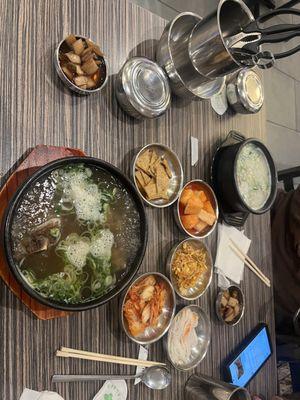 beef rib soup and beef tendon soup.