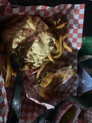 Double cheeseburger with animal fries!