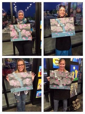 Our creations from girls night at Wine and Canvas!