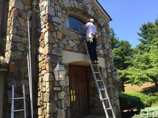 This is professional Window Cleaners , on the job!