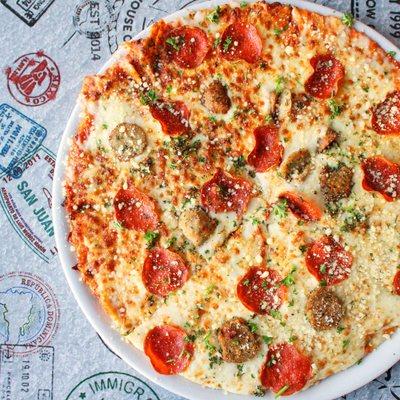 Turkey Pepperoni & Chicken Sausage Thin Crust Pizza