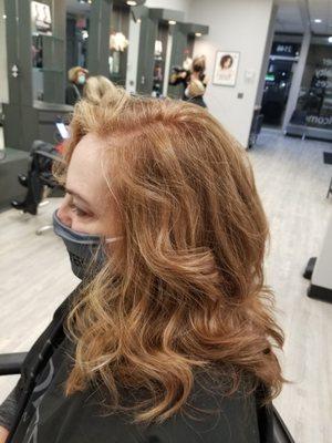 Hair done by Terri carlson at Roberta Williams strawberry tones