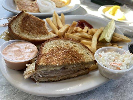 Turkey Reuben.  Thousand island on the side.