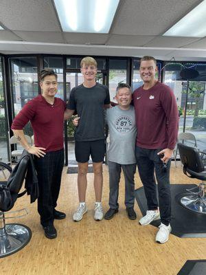 BROCK HUARD FORMER UW HUSKIES QB AND SON VISITING OUR SALON TODAY